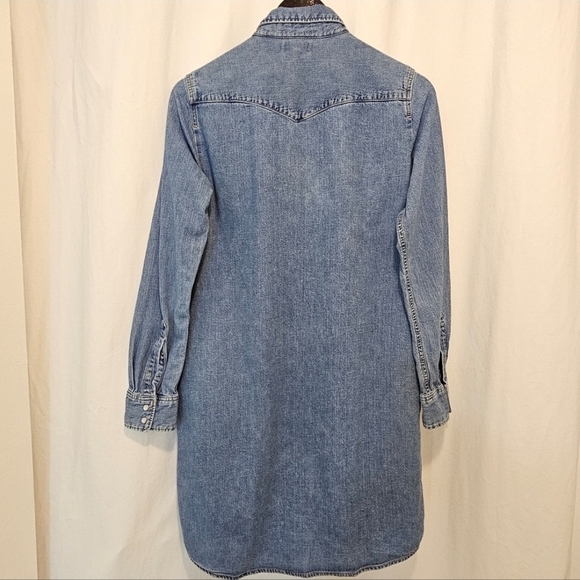 Levi's Long Sleeve Blue Western Denim Shirt Dress - Picture 5 of 14